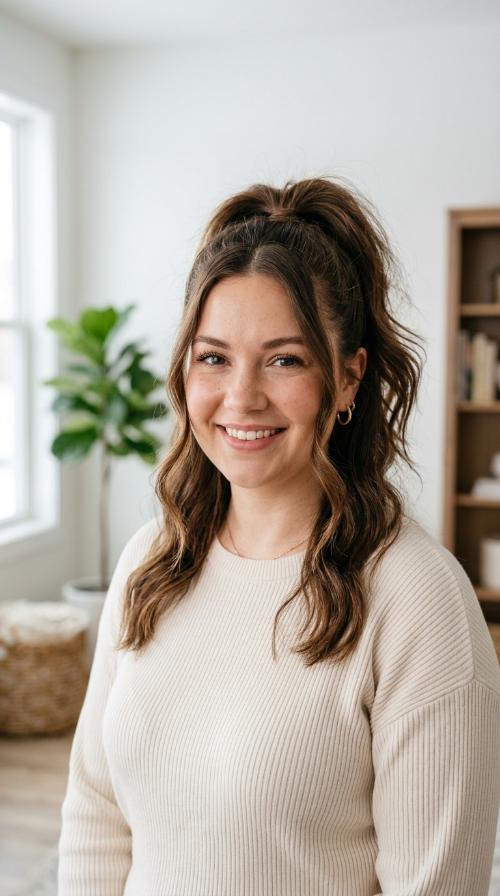 High Ponytail with Face-Framing Tendrils