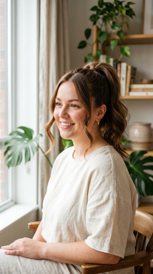 High Ponytail with Tendrils