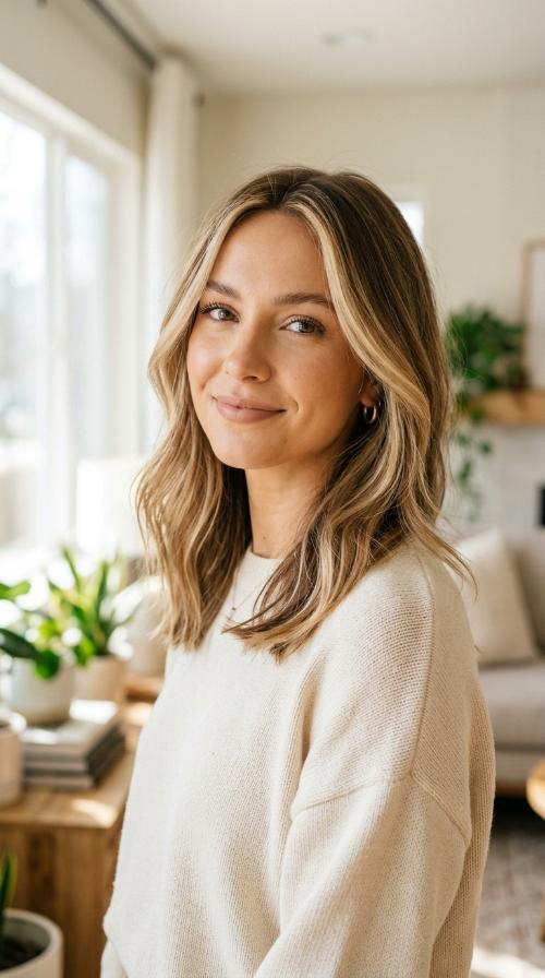 Honey Blonde Face-Framing Highlights