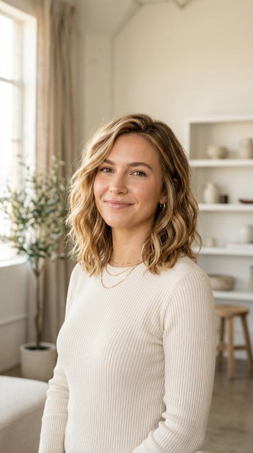 Honey Blonde Textured Lob