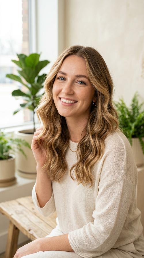 Honey-Gold Balayage Waves