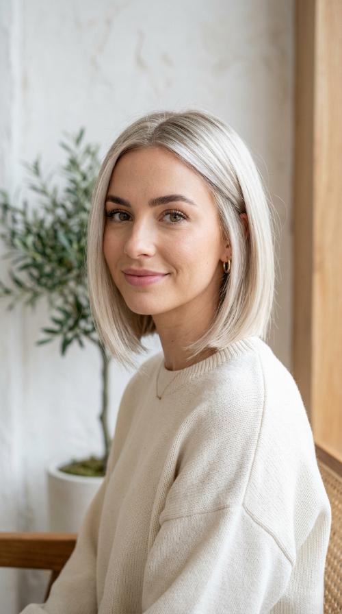 Icy Blonde A-Line Bob