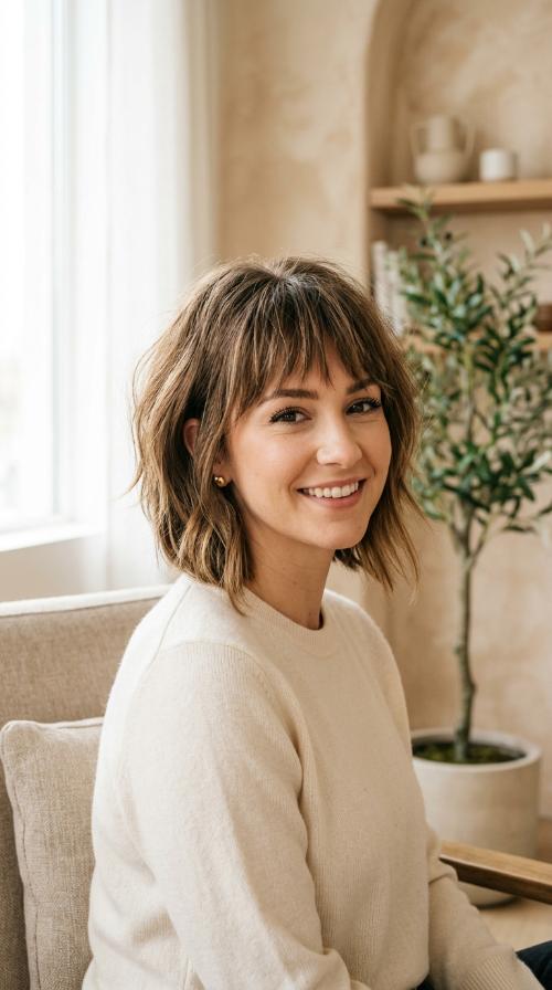 Inverted Bob with Choppy Bangs