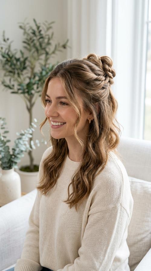 Knotted Half-Up Style