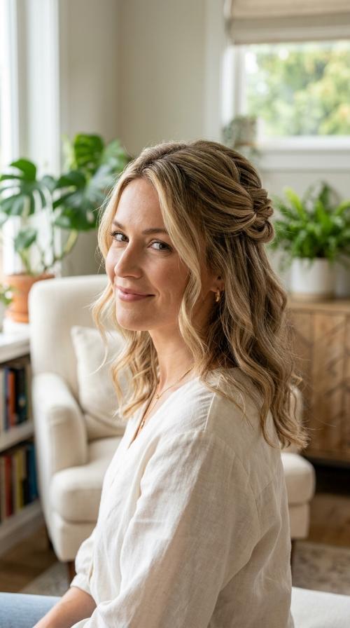 Knotted Half-Up Style