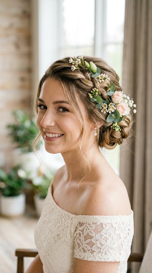 Knotted Updo with Floral Accents