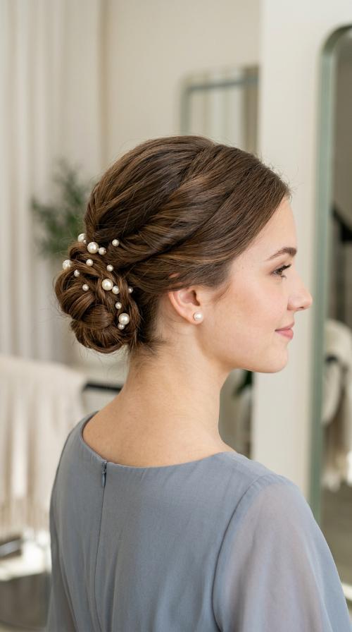 Knotted Updo with Pearls
