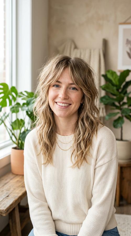 Layered Ash Blonde Shag