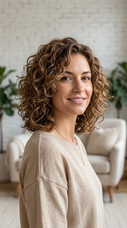Layered Curly Lob
