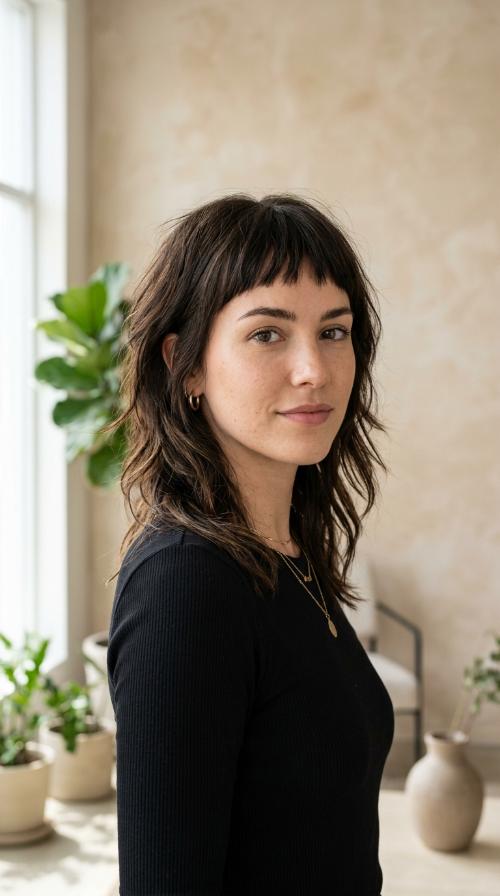 Layered Cut with Micro-Bangs