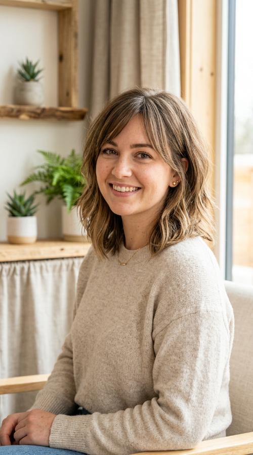 Layered Lob with Side-Swept Bangs