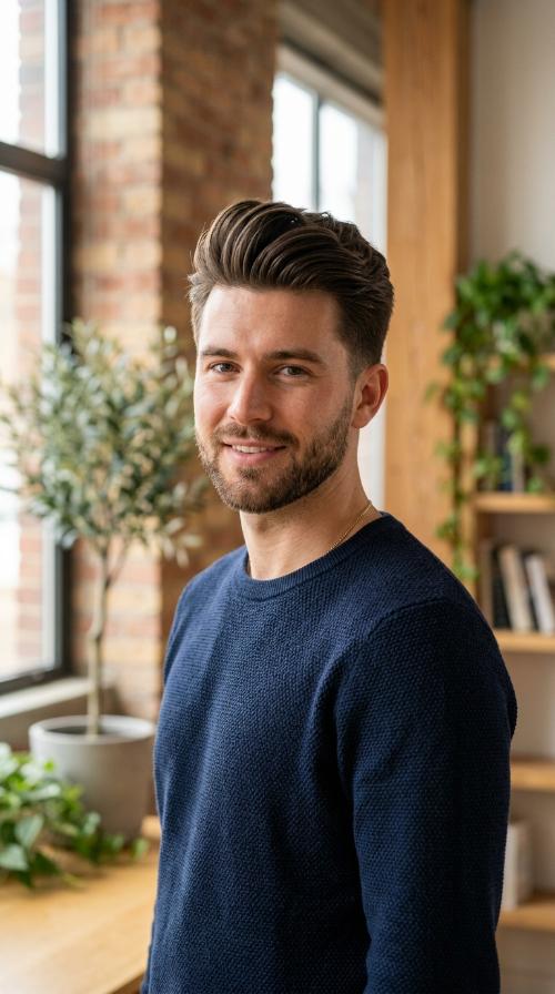 Layered Pompadour with Soft Finish