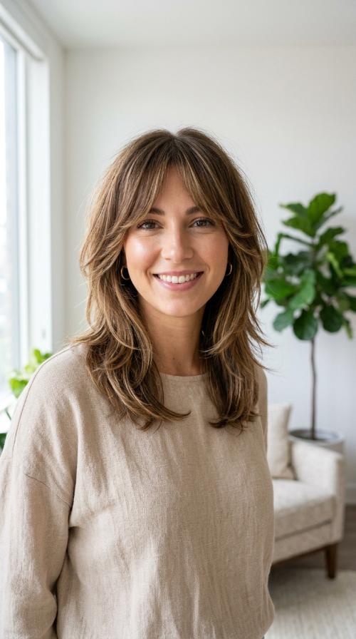 Layered Shag with Curtain Bangs