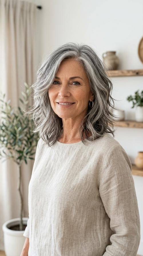 Layered Steel Grey Waves