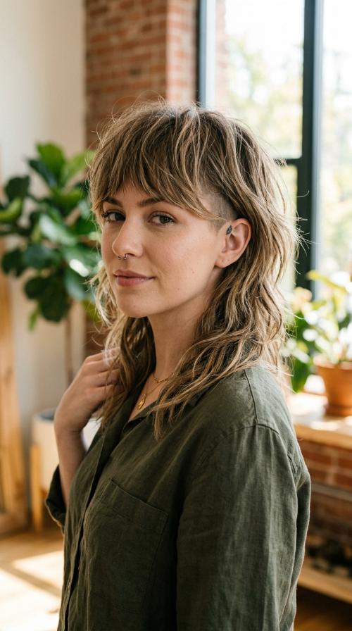 Layered Wolf Cut with Hidden Side Shave