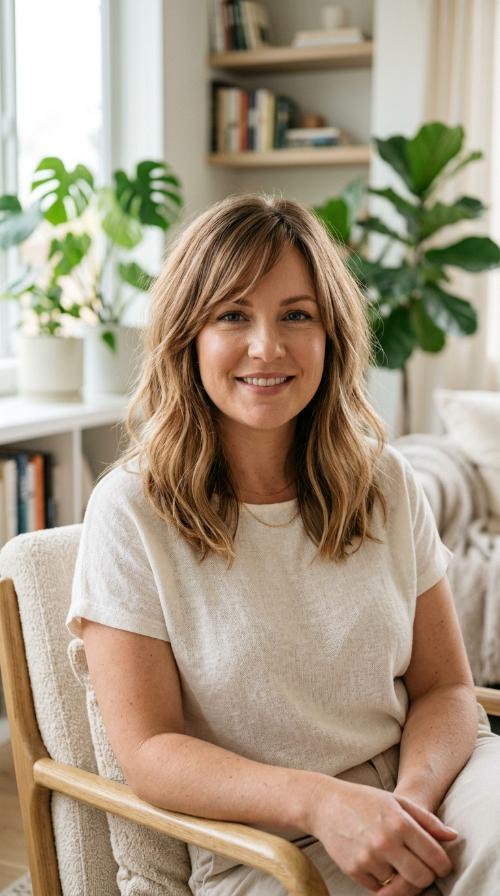 Long Bob (Lob) with Side-Swept Bangs