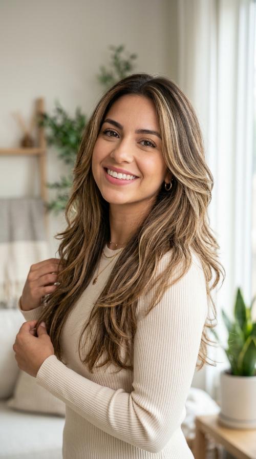 Long Internal Layers with Sunkissed Balayage