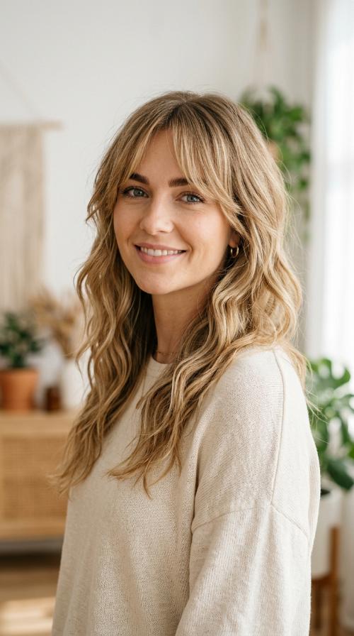 Long Layers with Curtain Bangs