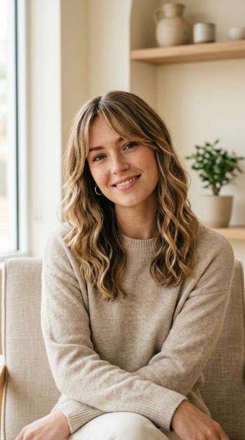 Loose Beach Waves with Tapered Fringe