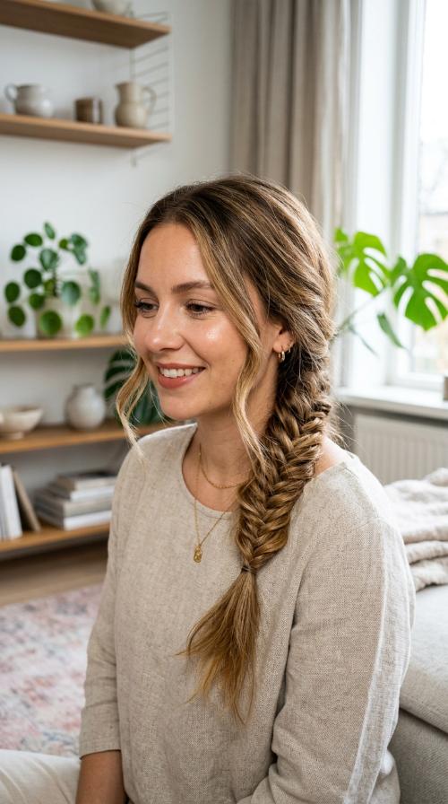 Loose Fishtail Side Braid