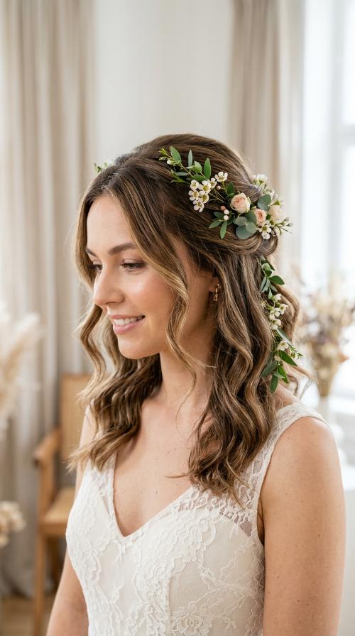 Loose Waves with Floral Vine