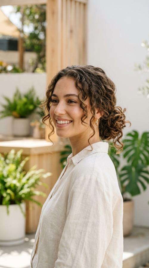 Low Messy Bun with Face-Framing Tendrils