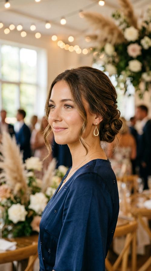Low Textured Bun with Face-Framing Pieces