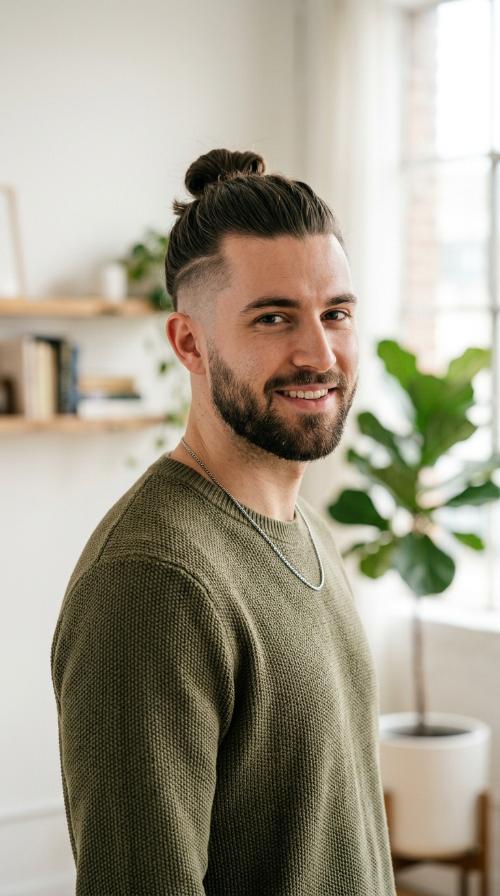 Man Bun with Shaved Sides