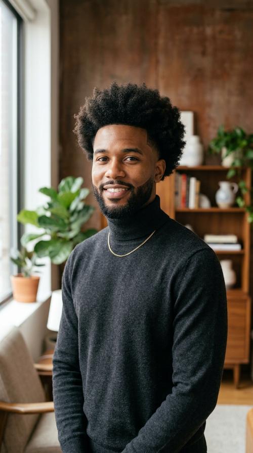 Medium Length Afro with Taper