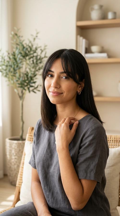 Medium Length with Curtain Bangs