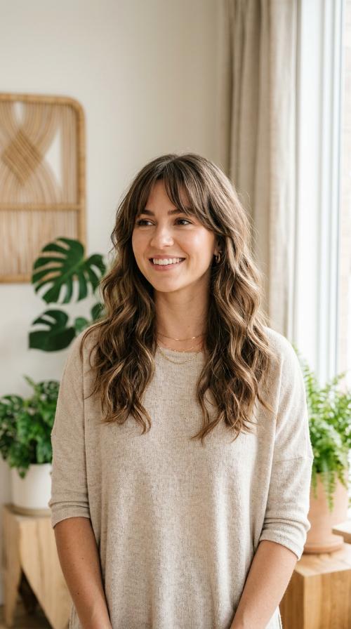 Medium Length with Curtain Bangs