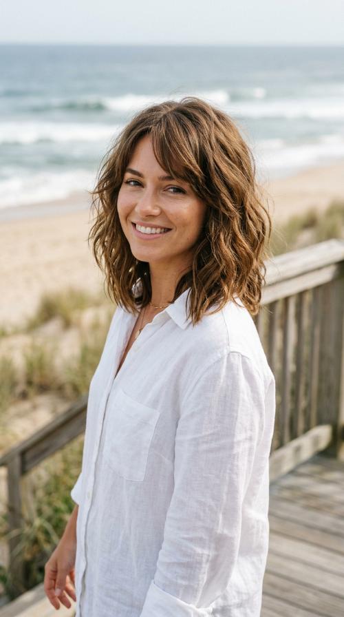Messy Beach Waves and Side Bangs