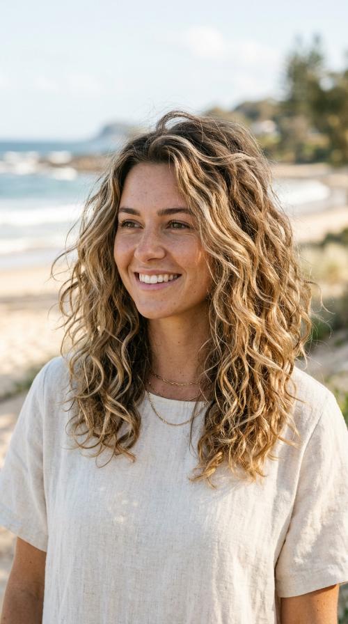 Messy Beach Waves with Highlights