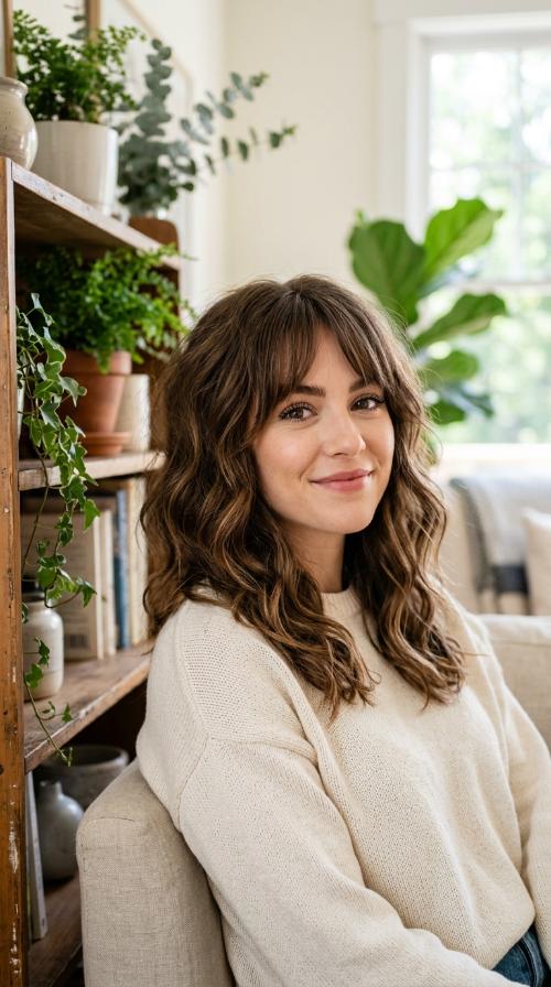 Messy Bedhead Waves with Feathered Bangs