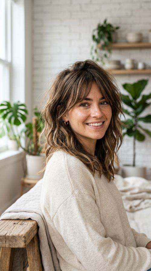 Messy Bob with Bardot Bangs