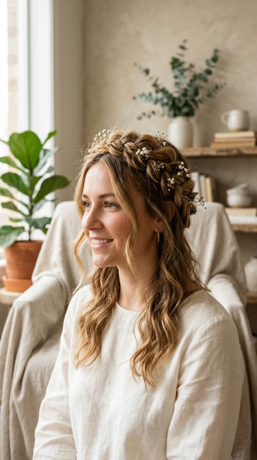 Messy Boho Crown Braid
