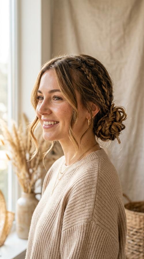 Messy Braided Low Bun