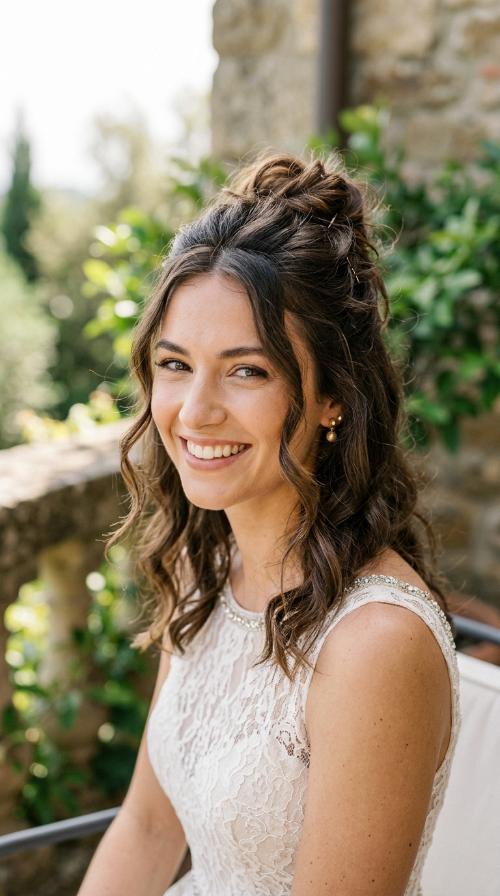 Messy Bun Half-Up with Tendrils