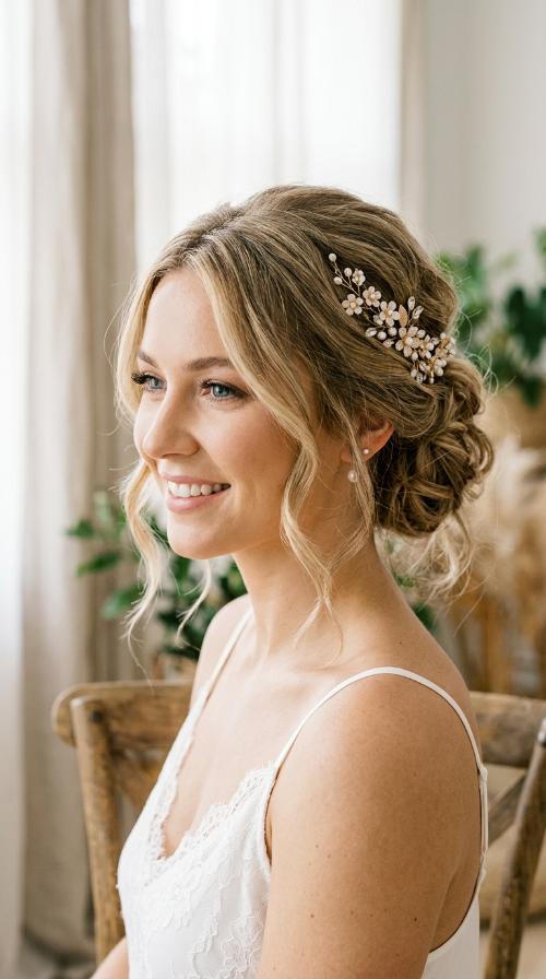 Messy Bun with Face-Framing Tendrils