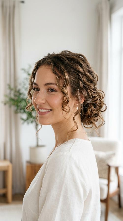 Messy Low Curly Bun