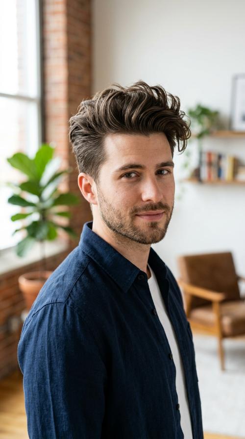 Messy Pompadour with Matte Finish