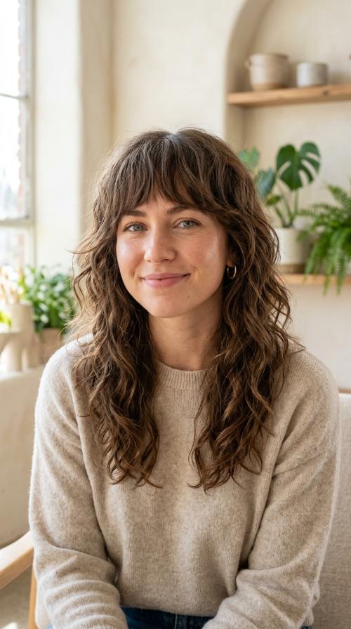 Messy Shag Waves with Bangs