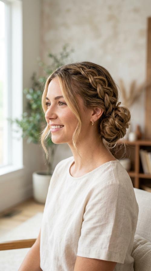 Messy Side Braid Bun