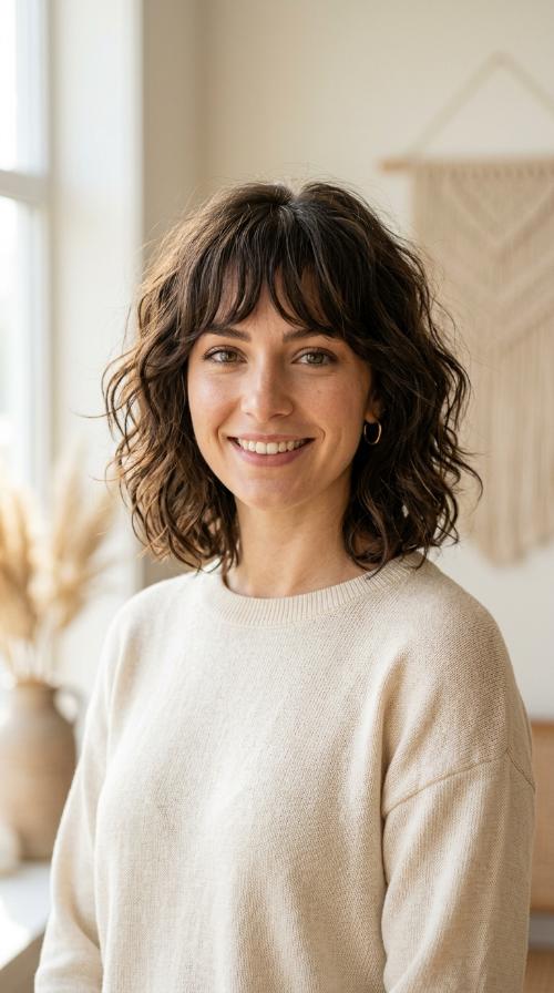 Messy Wavy Bob with Piecey Bangs