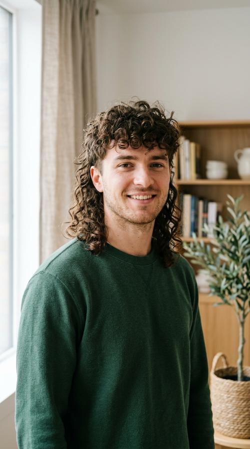 Mid-Length Curly Mullet
