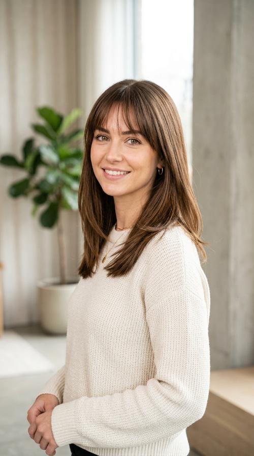 Mid-Length Cut with Wispy Bangs