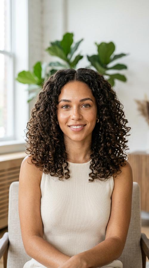 Middle Part Symmetrical Curls