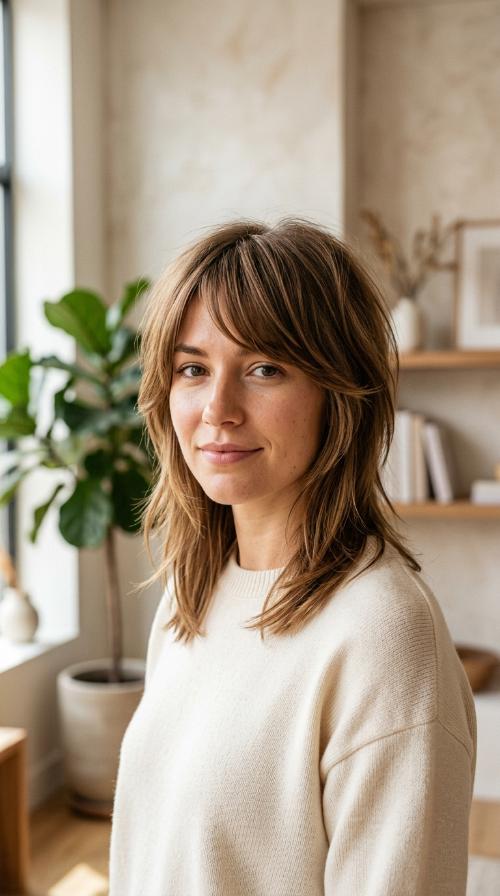 Modern Mullet-Lite with Sweeping Fringe