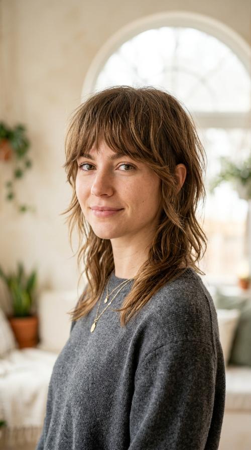 Modern Mullet-Lite with Textured Bangs