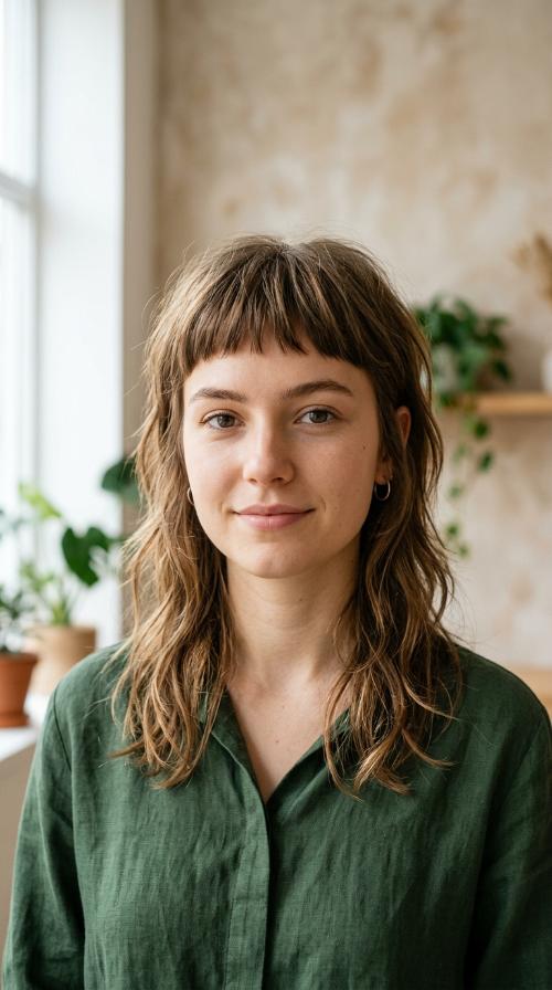 Modern Mullet with Micro Bangs